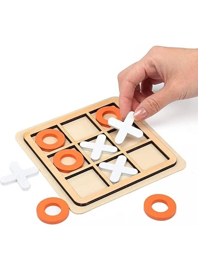 Xpert Wooden Board Tic Tac Toe Game XO Table Toy Classical Family Children Puzzle Game Educational Toys, (ASSORTED 1 PIECE) - Image 1